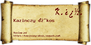 Kazinczy Ákos névjegykártya